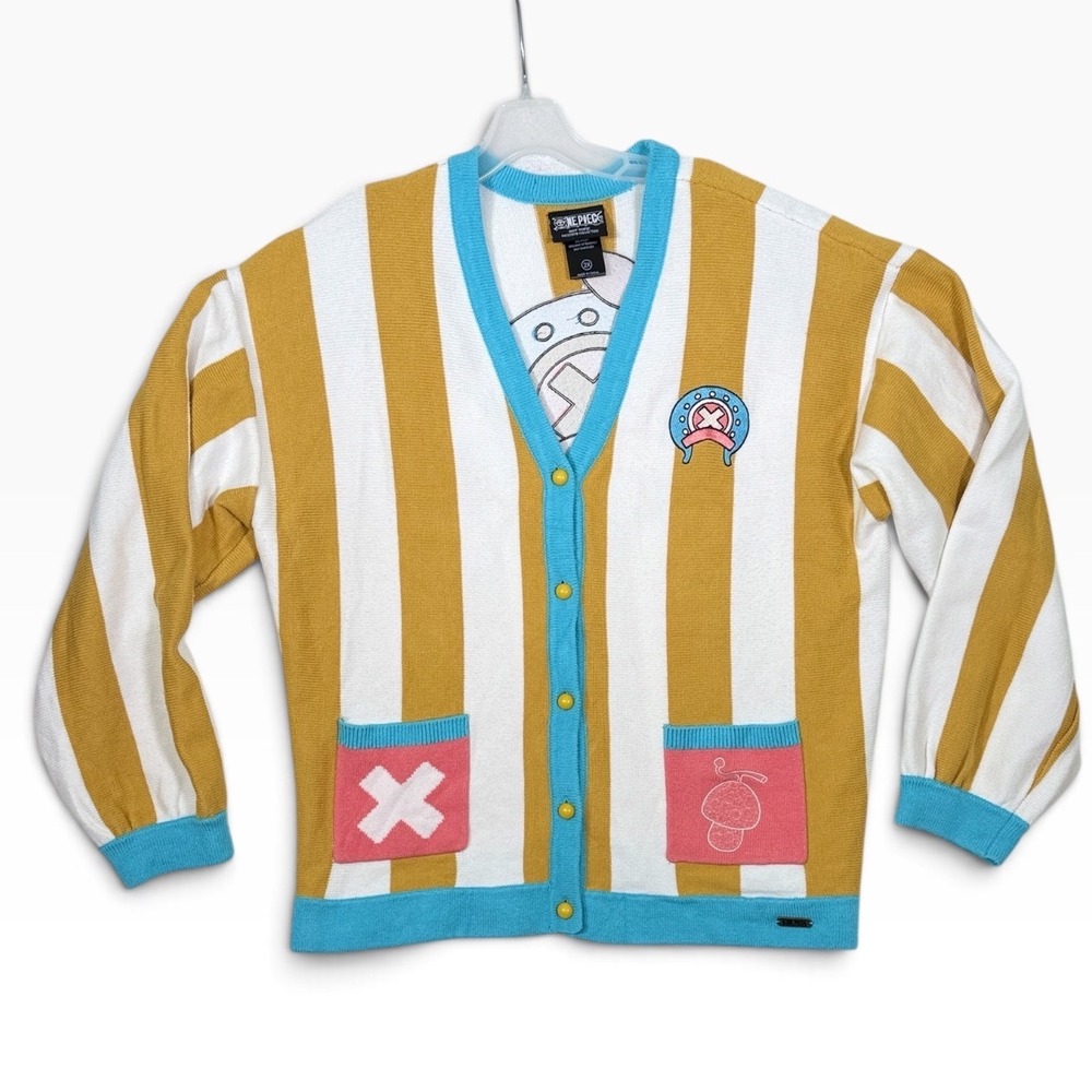 One Piece Hot Topic Tony Tony Chopper Striped Cardigan Sweater 2X Yellow Blue
